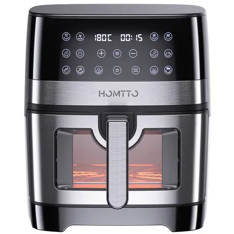 HOMTTO Visible Window Stainless Steel Air Fryer-8L
